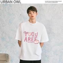 UrbanOwl夏季宽松男女士情侣短袖T恤