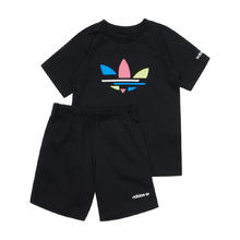 adidas 阿迪达斯 棉质舒适柔软亲肤透气男小童短袖套装夏装童装大LOGO套装