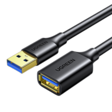 绿联USB3.0延长线 公对母数据连接线 电视电脑主机硬盘U盘鼠标键盘打印机扩展线加长转接线1米 10368