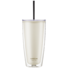 乐扣乐扣（LOCK/x26LOCK）双层简约桌面办公学生男女吸管塑料杯750ML HAP507IVY 白色
