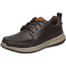 斯凯奇（Skechers）男鞋简约商务休闲鞋舒适百搭时尚低帮皮鞋 65869 巧克力色（牛剖层皮革） 39.5