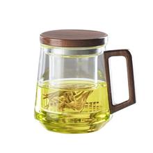 牧禾 耐高温茶水分离泡茶杯 透明圆趣杯 525ml 1只