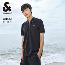 杰克琼斯 夏季舒适简约休闲polo衫 黑色