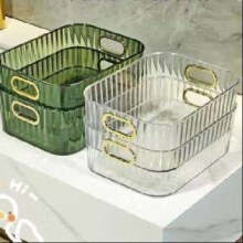 京喜 轻奢桌面化妆品亚克力收纳盒 随机色 中号（23.5*16*8.5）