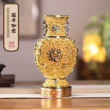 朱炳仁铜 莲年如意 花丝工艺铜花瓶 客厅玄关书房摆件