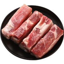 plus会员：鲜京采 黑猪 去皮五花肉条2斤净重 烤肉炒菜食材  生鲜猪肉*3件