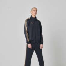 阿迪达斯 （adidas）外套男春季运动休闲立领夹克户外防风运动服 黑/金（薄款） M
