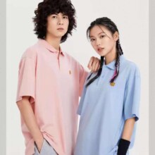 班尼路 100%纯棉绣花情侣款POLO