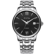 飞亚达（FIYTA）手表男 经典系列自动机械带日历黑盘钢带优雅商务腕表 节日礼盒
