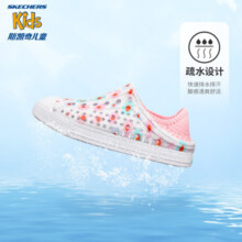 Skechers斯凯奇童鞋女童洞洞鞋沙滩鞋夏季一脚套印花透气儿童凉鞋302114L 【雏菊】白色/粉红色/WPK 35