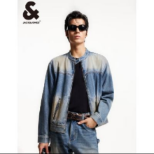 再降价、PLUS会员：JACK&JONES 杰克琼斯 男装小立领水洗宽松休闲牛仔夹克