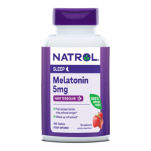 Natrol5mg褪黑素睡眠片 改善睡眠快速溶解助眠调整生物钟草莓味 150片