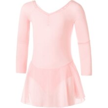 Sansha 法国三沙儿童长袖裙连体服雪纺V领蕾丝芭蕾舞服练功演出服