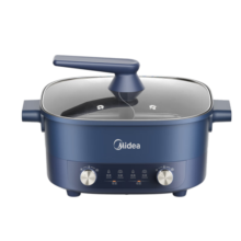 美的（Midea）鸳鸯电火锅专用锅6L大容量电煮锅电锅一体多功能锅鸳鸯锅家用电热锅一体涮肉锅火锅锅具 左涮右烤独立控温