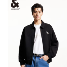 JACK&JONES 杰克琼斯 春夏季纯棉舒适翻领休闲行政夹克 黑色