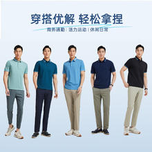 雅戈尔 男士扁机领不易变型赛莱尔棉短袖POLO衫 GSPC533019FCA