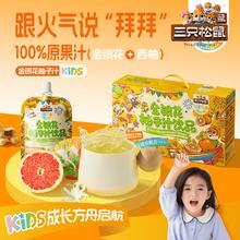 三只松鼠金银花柚子汁清润健康饮品儿童成人下火饮料小包开袋即食