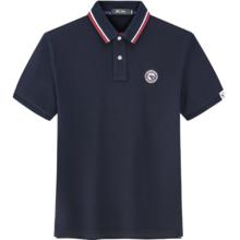 七匹狼 短袖t恤男夏新款休闲舒适透气男装衣服polo领上衣 102(深蓝)