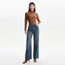 VEROMODA 高腰复古阔腿裤直筒裤 323332074 J3B