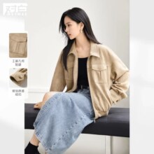 再降价、21号10点：2025春装巴恩风复古休闲宽松小个子 女式仿麂皮短外套