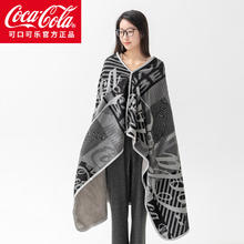 可口可乐 Coca-Cola 披肩毯 608g摇粒绒双面加厚暖绒午睡毯 灰黑色 100*160cm