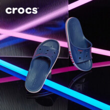 crocs卡骆驰一字拖贝雅卡骆班凉拖 情侣款运动休闲拖鞋|205392 深蓝/辣椒红-4CC 41 /42(260mm)