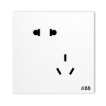 ABB 开关插座面板 盈致系列白色  无边框 86型电源 斜五孔插座