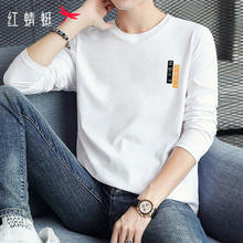 红蜻蜓 长袖t恤男2024春季印花圆领纯棉T恤衫休闲百搭上衣打底衫男装 107白色 M