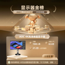 AOC 27英寸 4K高清 IPS广视角 99%sRGB 商用办公节能 低蓝光不闪 三边微边 液晶电脑显示器 U2790PQU