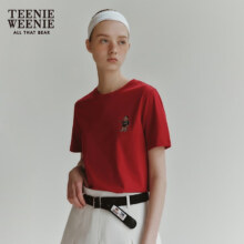 20点：Teenie Weenie 小熊 圆领短袖T恤 女 上衣 红色 XS (155)