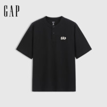 plus会员：Gap 男士纯棉刺绣亨利领T恤、需凑单58.15元+凑45.75元