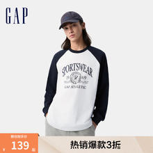 Gap 男女装 纯棉印花logo插肩长袖T恤