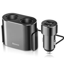 倍思 车载充电器 双USB+双点烟口 95W