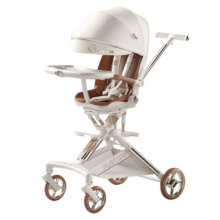 普洛可（PLAYKIDS）X6-5遛娃神器带餐盘溜娃车可坐可躺双向轻便婴儿车 白天使至尊版