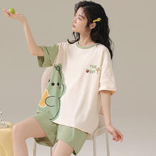 帕兰朵 睡衣女夏季纯棉短袖2024年新款夏天学生薄款可外穿短裤家居