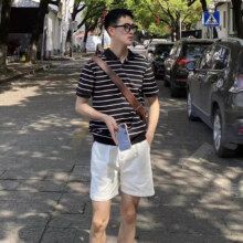 啄木鸟 短袖T恤男修身内搭经典条纹夏季基础款圆领上衣通勤休闲