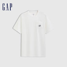 Gap 男女装2025春季新款纯棉刺绣logo口袋短袖T恤简约风上衣725620 白色 XS (165/84A)亚洲尺码