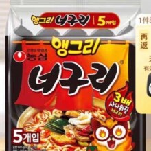 88VIP、农心韩国进口方便面小浣熊辣味（3倍辣）121g*5包