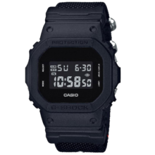 卡西欧（CASIO） G-SHOCK系列手表复古经典方块多功能时尚运动防水情人节礼物 帆布表带DW-5600BBN-1电池款