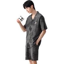 猫人 睡衣男夏季卡通印花短袖睡衣开衫家居服套装