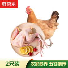 22日00:00 鲜京采 三黄鸡 2斤*2只 冷冻 散养鸡走地鸡煲汤食材  源头直发