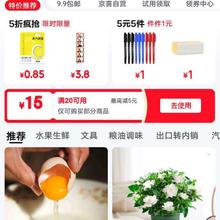 促销活动：京东特价 领满20减15元优惠券