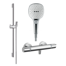 汉斯格雅（Hansgrohe）飞雨Select120恒温淋浴花洒套装 三速方形飞雨手持恒温龙头