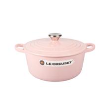 LE CREUSET 酷彩 法国进口珐琅铸铁锅汤锅焖炖煮锅电磁炉燃气通用22cm圆形锅雪纺粉