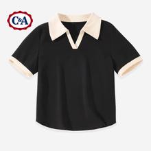 C&A 女正肩T恤辣妹polo衫（多色可选）任选2件五折