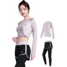 plus、需凑单:骆驼（CAMEL）瑜伽服女长袖休闲健身房运动服套装薄款 YK22265494 薄雾紫