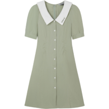 10点：Teenie Weenie 小熊夏季款简约翻领衬衫收腰甜美刺绣连衣裙女