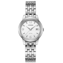 再降价：CITIZEN 西铁城 手表 光动能白盘日显钢带 女款 EW2230-56A