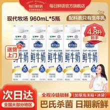 百亿补贴：每日鲜语 现代牧场鲜牛奶 960ml*5瓶 4.8升超大容量