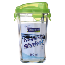 Glasslock耐热加厚玻璃杯钢化玻璃水杯进口杯子茶杯牛奶杯 绿色(无提绳) 500ml